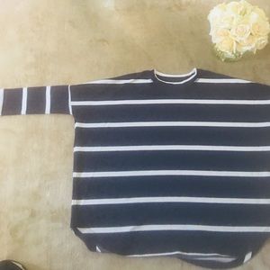Cotton navy and white stripe top
